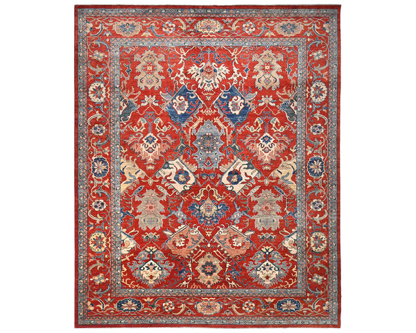 9x12 Rust Aryana Afghan Hand Knotted Veg Dye Wool Area Rug